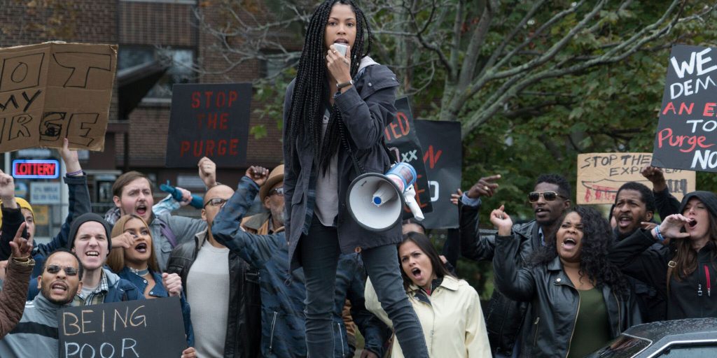 LEX SCOTT DAVIS as Nya in "The First Purge." Behind every tradition lies a revolution. This Independence Day, witness the rise of our country's 12 hours of annual lawlessness. Welcome to the movement that began as a simple experiment: "The First Purge."