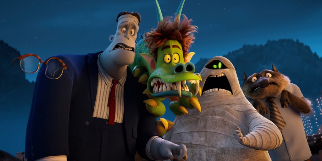 Griffin the Invisible Man (David Spade), Frank (Brad Abrell) Monster Johnny (Andy Samberg), Murray (Keegan-Michael Key) and Wayne (Steve Buscemi) in Columbia Pictures' HOTEL TRANSYLVANIA: TRANSFORMANIA.