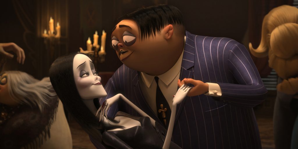 The iconic Addam's family returns in the animated film featuring Charlize Theron as Morticia Addams (left) and Oscar Isaac as Gomez Addams (right).