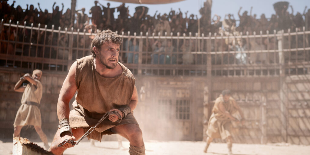 Paul Mescal plays Lucius in Gladiator II from Paramount Pictures.